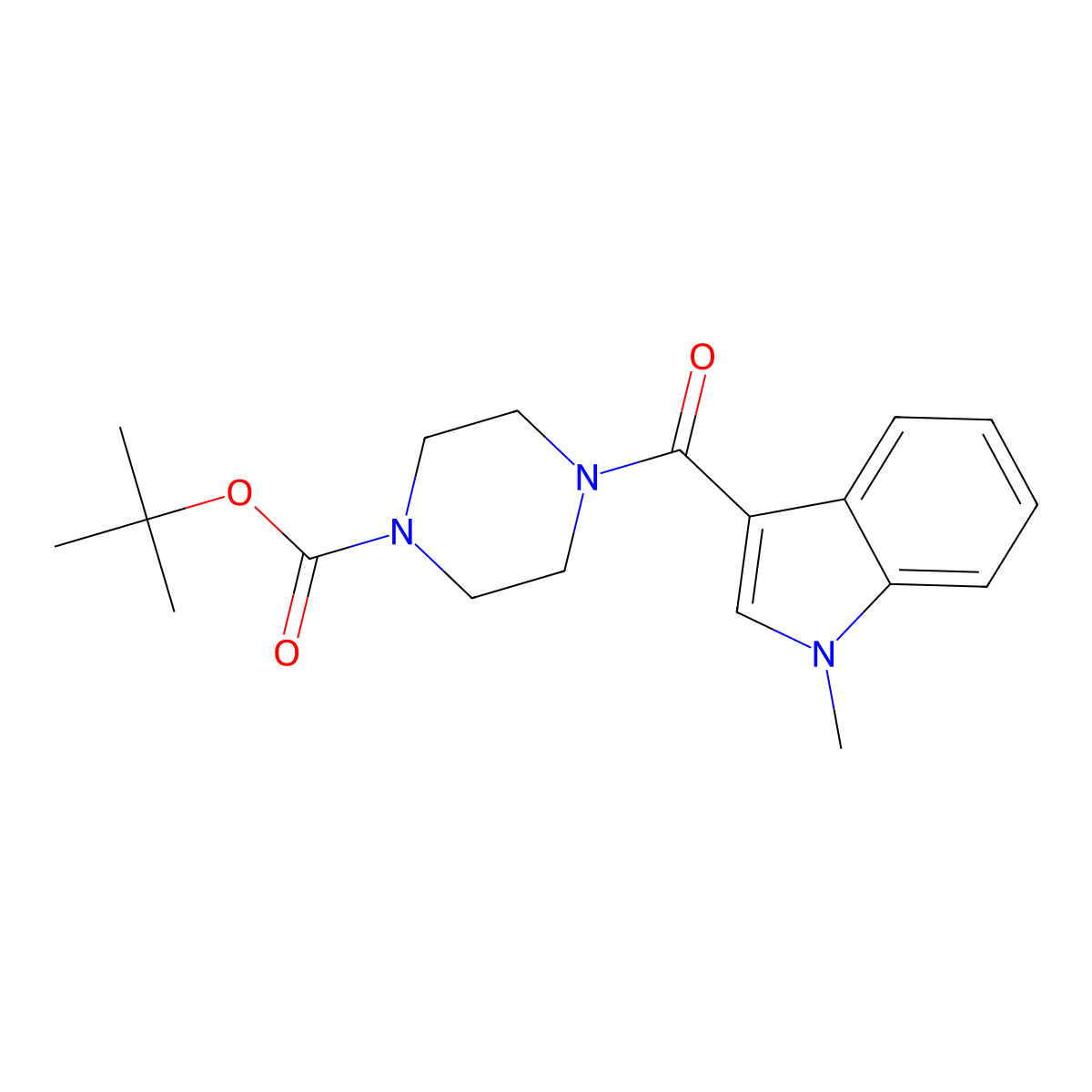 tert-butyl 4-[(1-methyl-1H-indol-3-yl)carbonyl]piperazine-1-carboxylate molecular structure, CAS 1325340-68-8