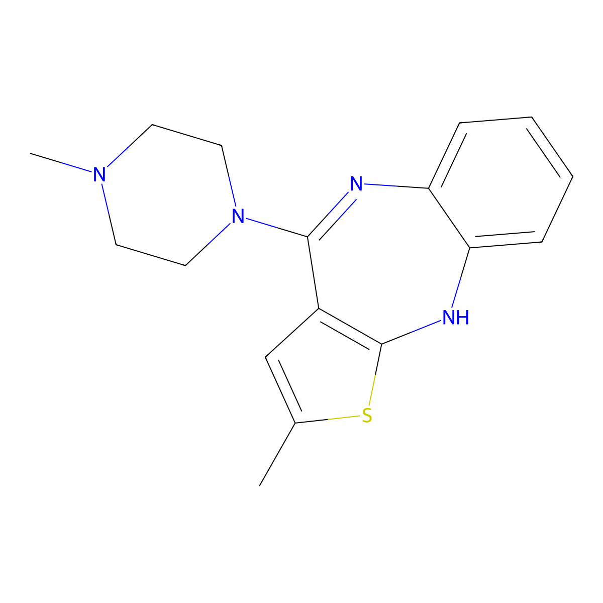 Olanzapine molecular structure, CAS 132539-06-1