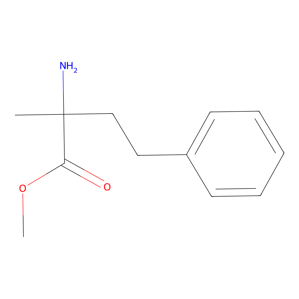 Methyl 2-amino-2-methyl-4-phenylbutanoate molecular structure, CAS 132539-71-0