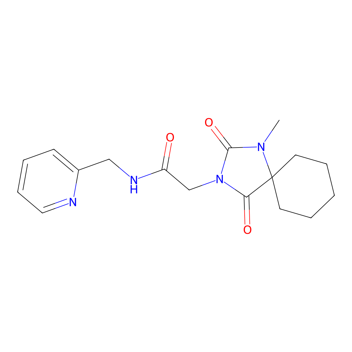 2-(1-methyl-2,4-dioxo-1,3-diazaspiro[4.5]dec-3-yl)-N-(2-pyridylmethyl)acetamide molecular structure, CAS 1325438-93-4