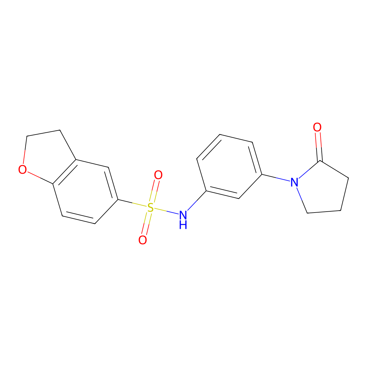 N-[3-(2-oxopyrrolidin-1-yl)phenyl]-2,3-dihydro-1-benzofuran-5-sulfonamide molecular structure, CAS 1325499-04-4