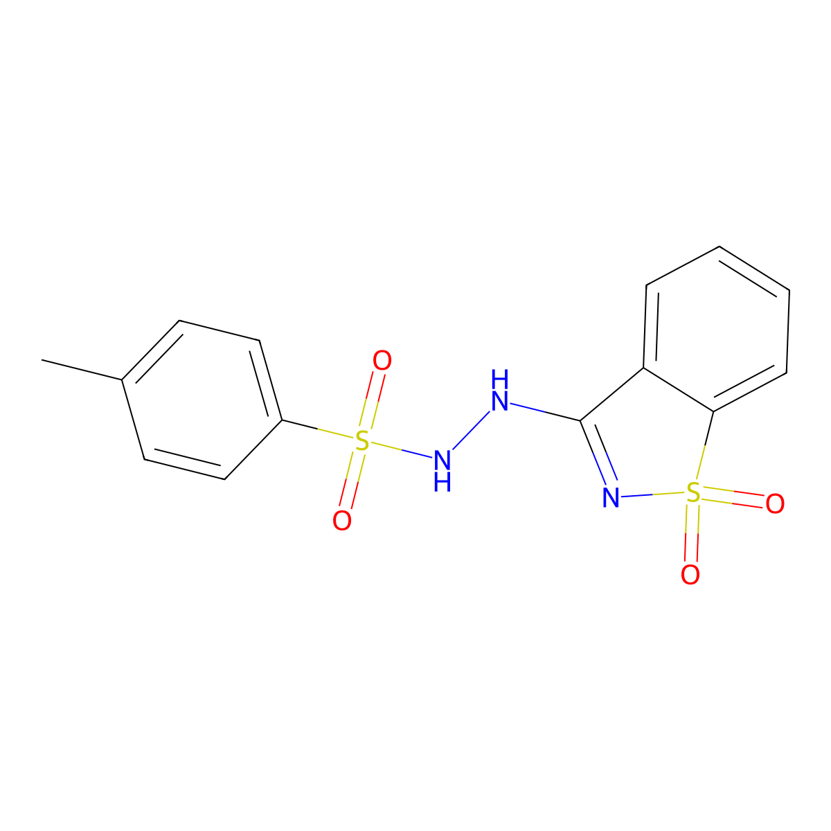 N'-(1,1-dioxido-1,2-benzisothiazol-3-yl)-4-methylbenzenesulfonohydrazide molecular structure, CAS 13255-93-1