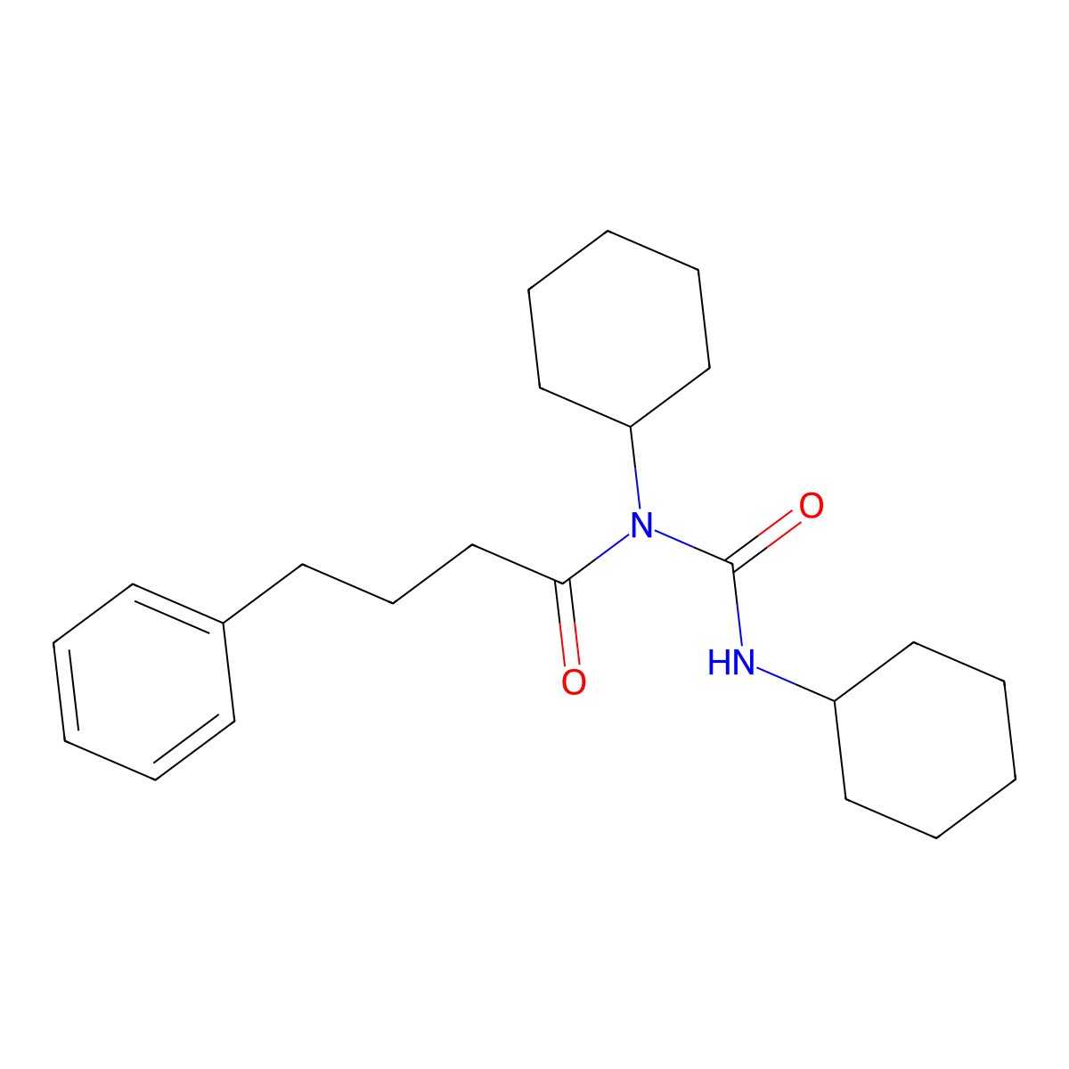 N-Cyclohexyl-N-(cyclohexylcarbamoyl)-4-phenylbutanamide molecular structure, CAS 132557-96-1