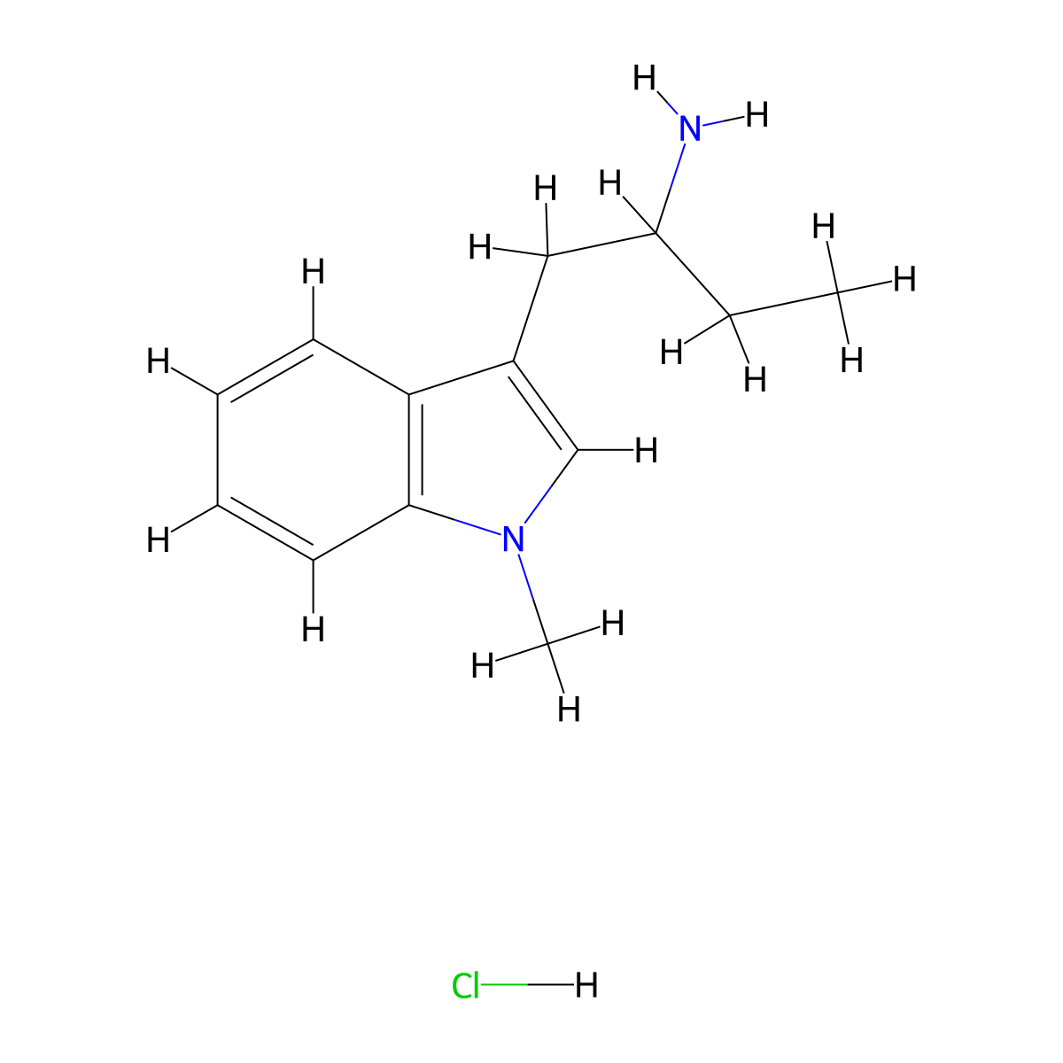 1-(1-methyl-1H-indol-3-yl)butan-2-amine hydrochloride molecular structure, CAS 13256-60-5