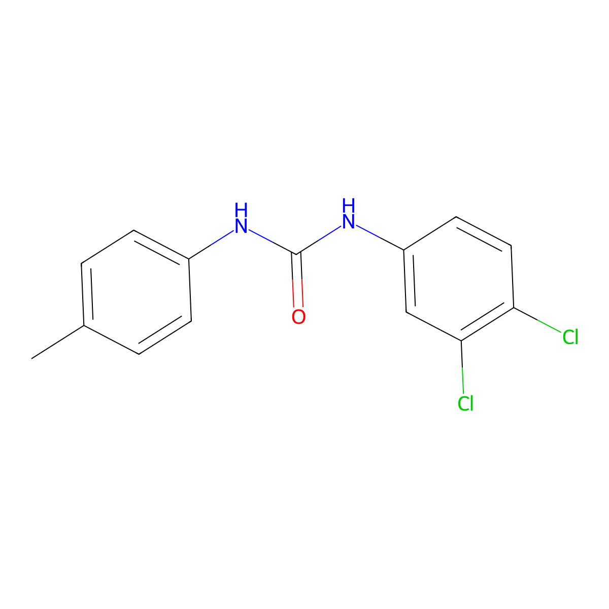 N-(3,4-Dichlorophenyl)-N'-(4-methylphenyl)urea molecular structure, CAS 13256-73-0
