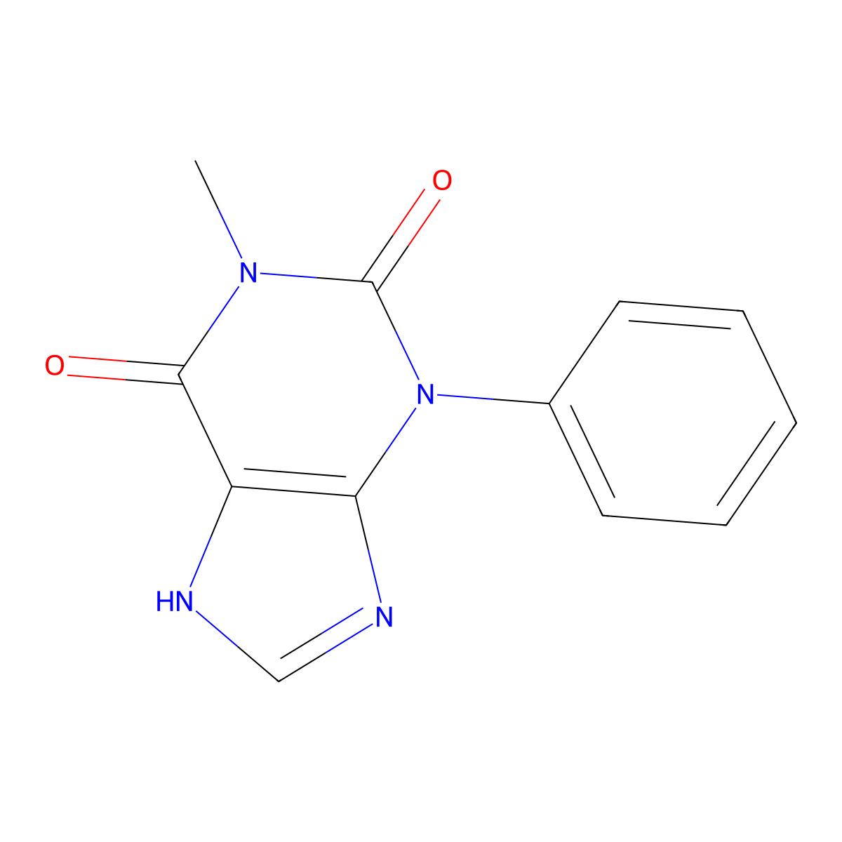 1H-Purine-2,6-dione, 3,7-dihydro-1-methyl-3-phenyl- molecular structure, CAS 132560-05-5