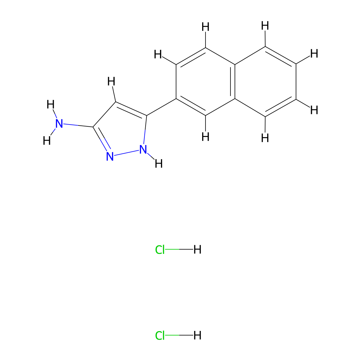 5-(naphthalen-2-yl)-1H-pyrazol-3-amine dihydrochloride molecular structure, CAS 1325657-21-3