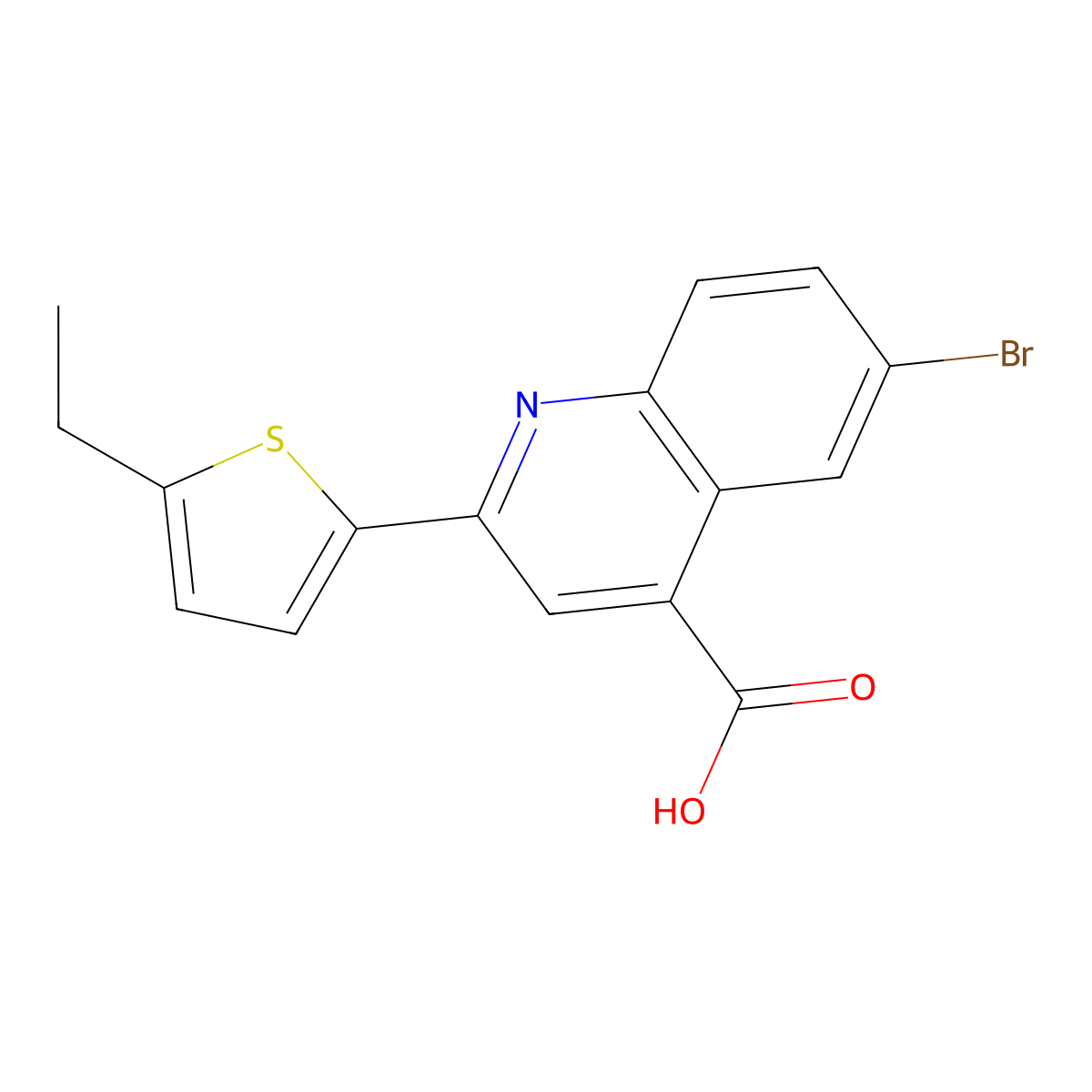 6-Bromo-2-(5-ethylthiophen-2-yl)quinoline-4-carboxylic acid molecular structure, CAS 132567-73-8