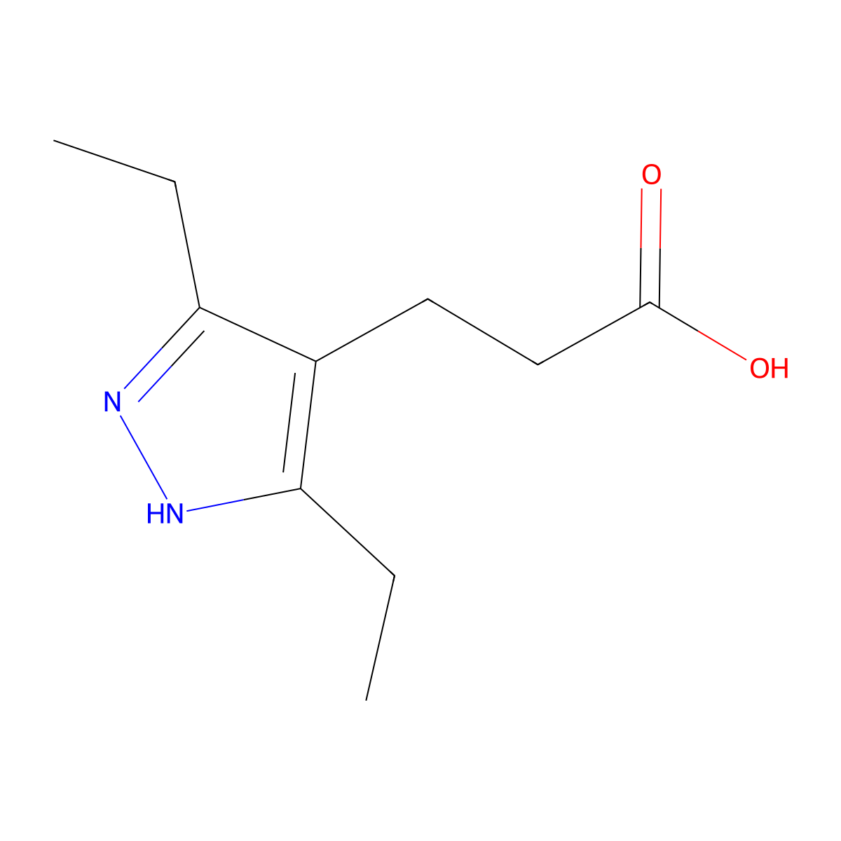 3-(3,5-diethyl-1H-pyrazol-4-yl)propanoic acid molecular structure, CAS 1325670-10-7
