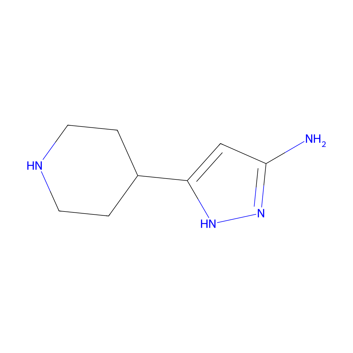 3-(piperidin-4-yl)-1H-pyrazol-5-amine molecular structure, CAS 1325671-21-3