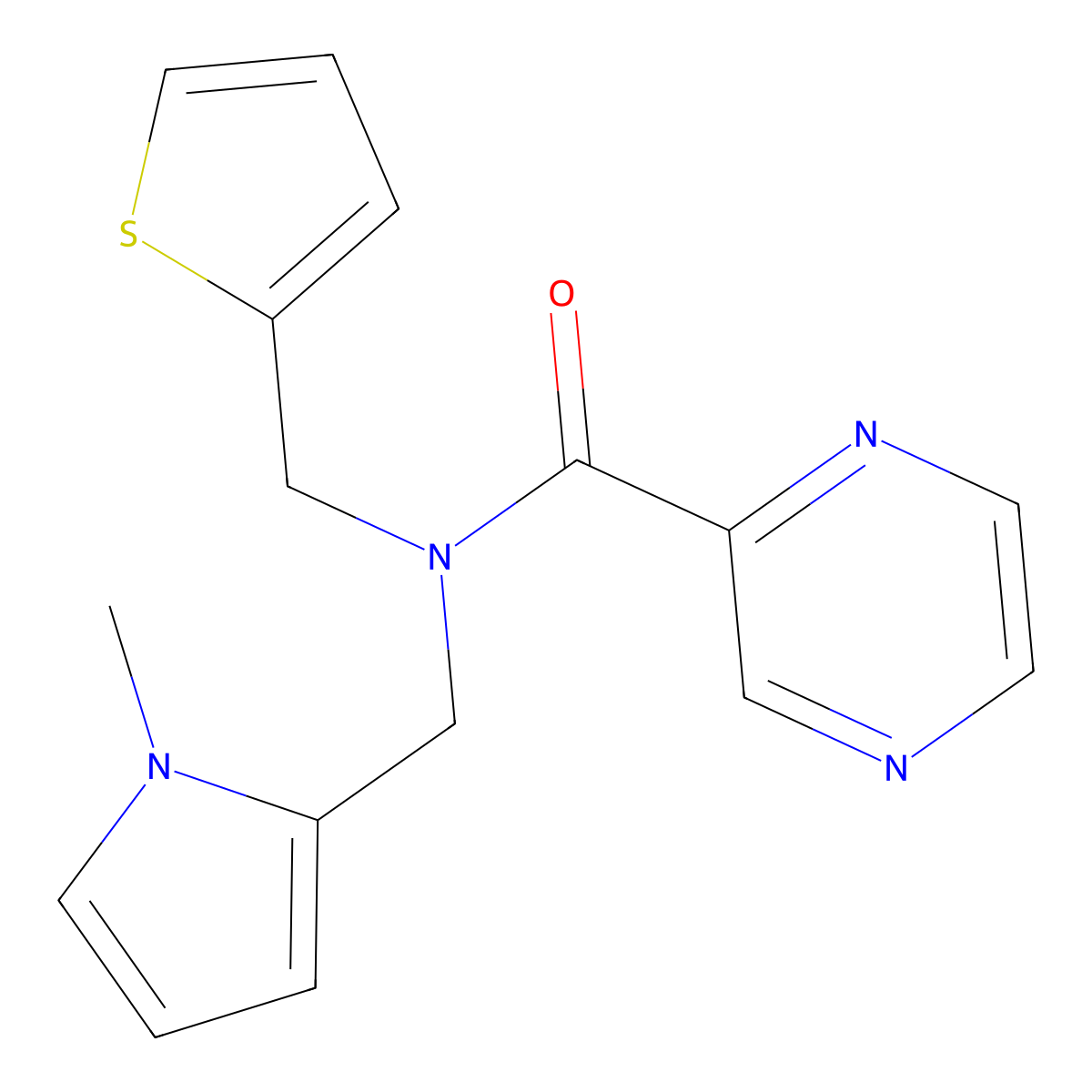 N-((1-methyl-1H-pyrrol-2-yl)methyl)-N-(thiophen-2-ylmethyl)pyrazine-2-carboxamide molecular structure, CAS 1325682-08-3