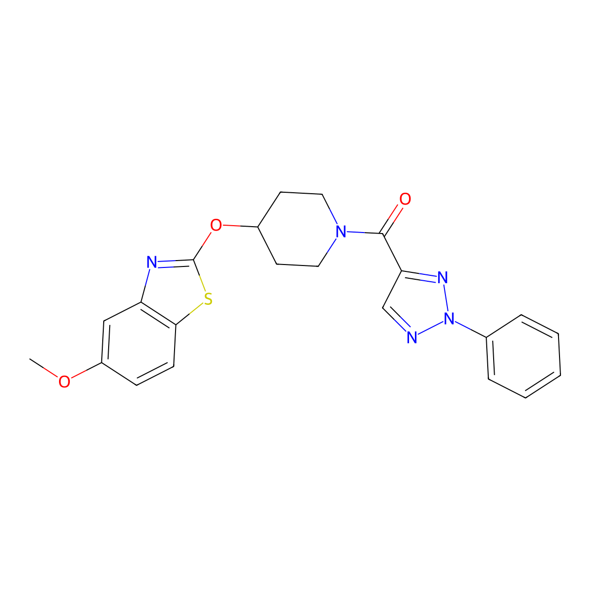 (4-((5-methoxybenzo[d]thiazol-2-yl)oxy)piperidin-1-yl)(2-phenyl-2H-1,2,3-triazol-4-yl)methanone molecular structure, CAS 1325684-00-1
