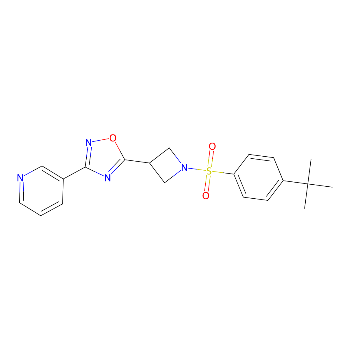 5-(1-((4-(Tert-butyl)phenyl)sulfonyl)azetidin-3-yl)-3-(pyridin-3-yl)-1,2,4-oxadiazole molecular structure, CAS 1325686-17-6
