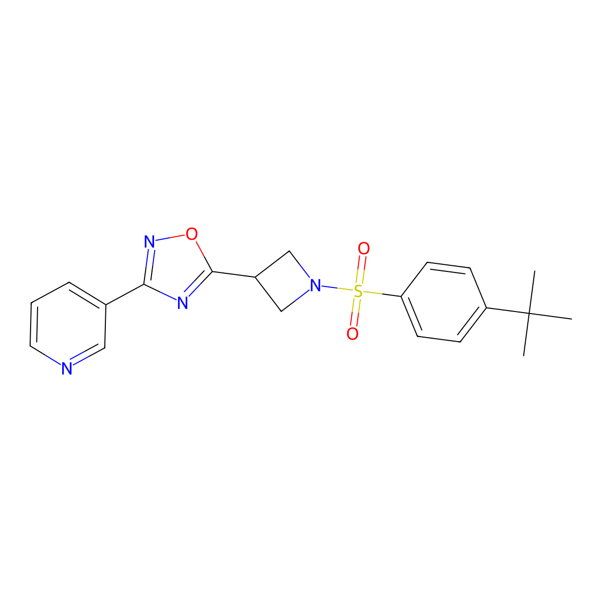 5-(1-((4-(Tert-butyl)phenyl)sulfonyl)azetidin-3-yl)-3-(pyridin-3-yl)-1,2,4-oxadiazole molecular structure, CAS 1325686-17-6