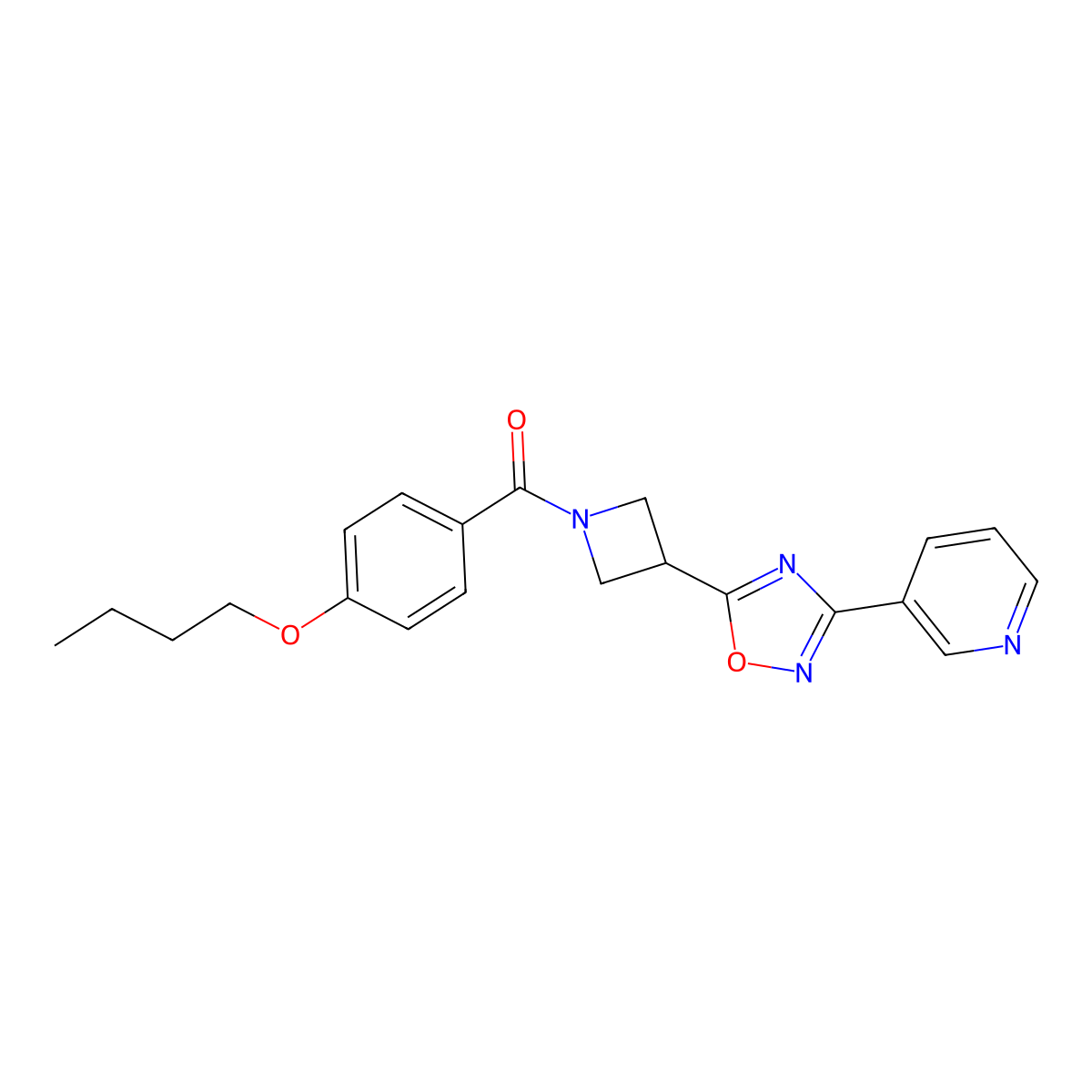 (4-Butoxyphenyl)(3-(3-(pyridin-3-yl)-1,2,4-oxadiazol-5-yl)azetidin-1-yl)methanone molecular structure, CAS 1325686-41-6