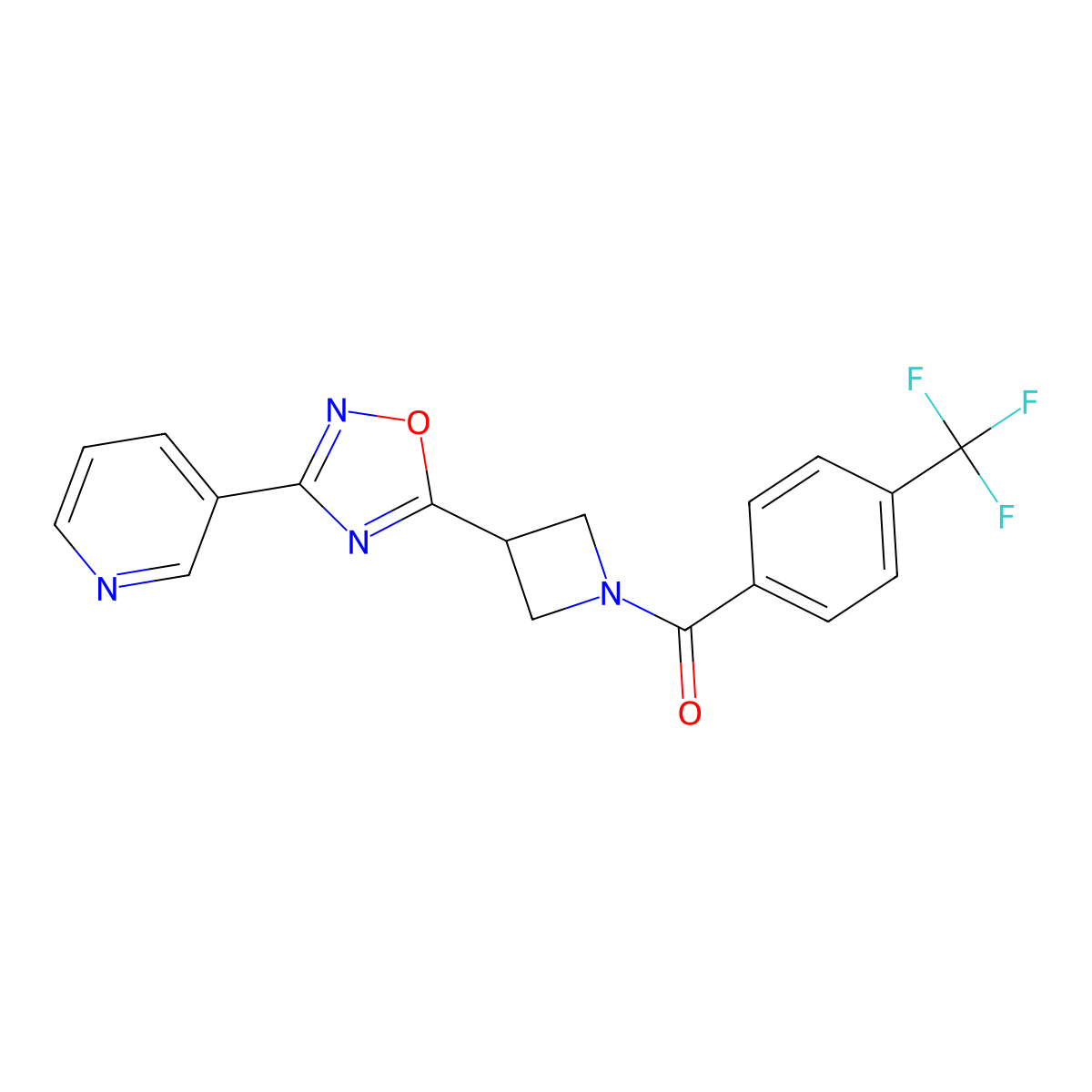 (3-(3-(Pyridin-3-yl)-1,2,4-oxadiazol-5-yl)azetidin-1-yl)(4-(trifluoromethyl)phenyl)methanone molecular structure, CAS 1325686-45-0