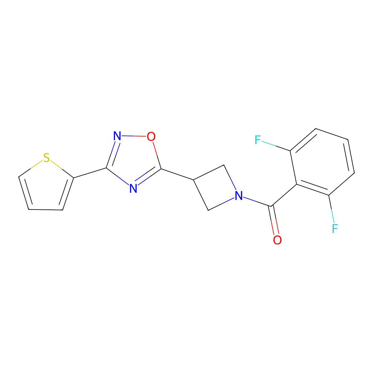 (2,6-Difluorophenyl)(3-(3-(thiophen-2-yl)-1,2,4-oxadiazol-5-yl)azetidin-1-yl)methanone molecular structure, CAS 1325687-18-0