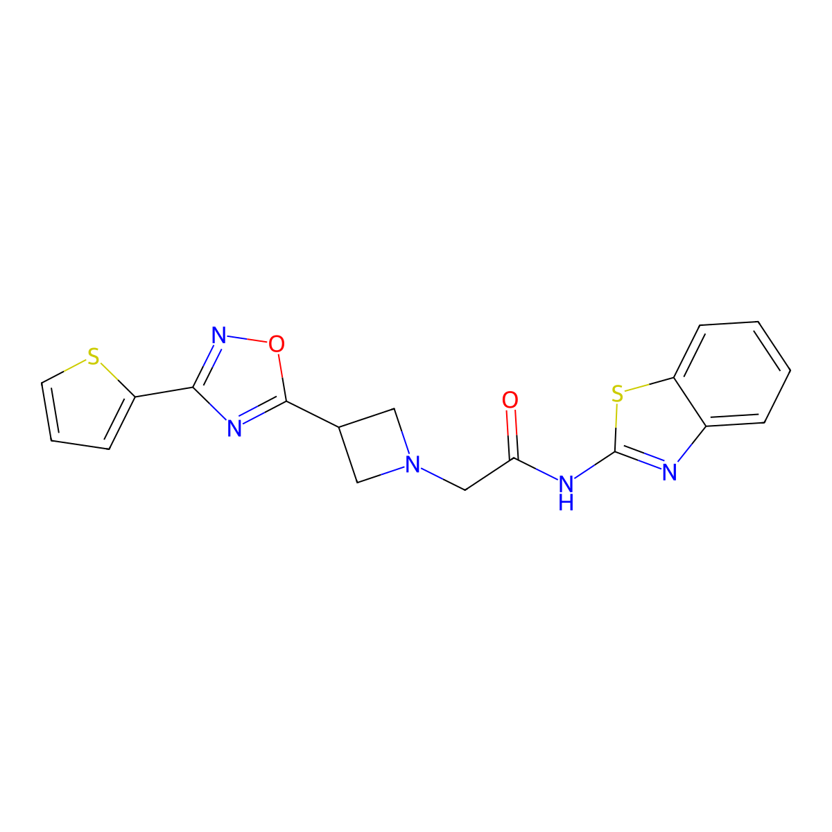 N-(Benzo[d]thiazol-2-yl)-2-(3-(3-(thiophen-2-yl)-1,2,4-oxadiazol-5-yl)azetidin-1-yl)acetamide molecular structure, CAS 1325687-25-9
