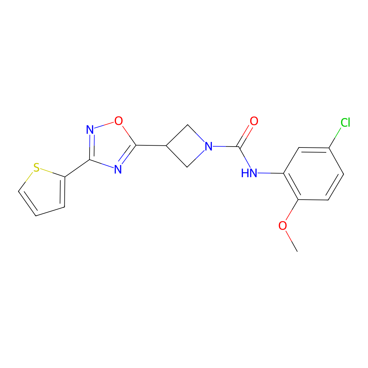 N-(5-chloro-2-methoxyphenyl)-3-(3-(thiophen-2-yl)-1,2,4-oxadiazol-5-yl)azetidine-1-carboxamide molecular structure, CAS 1325687-48-6