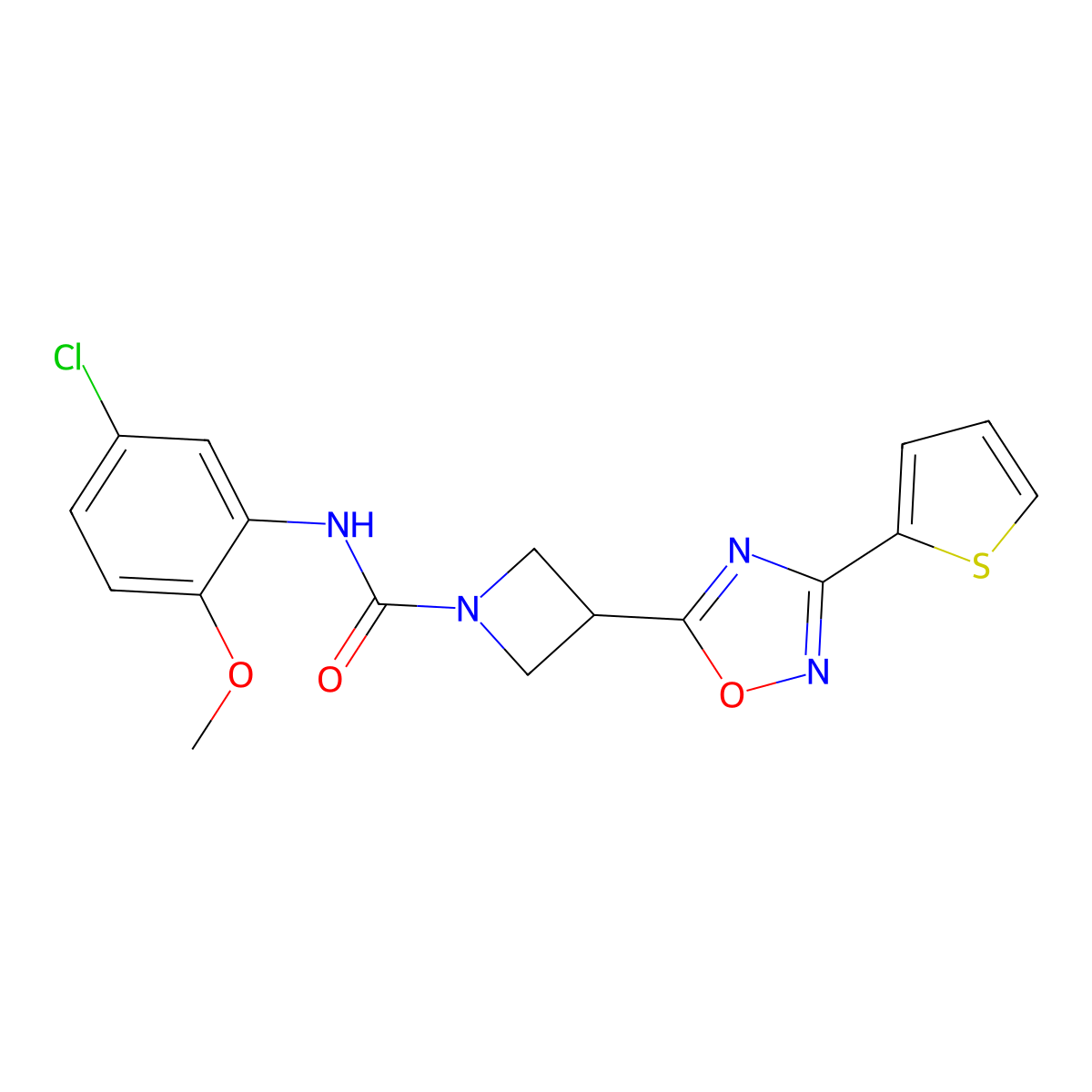 N-(5-chloro-2-methoxyphenyl)-3-(3-(thiophen-2-yl)-1,2,4-oxadiazol-5-yl)azetidine-1-carboxamide molecular structure, CAS 1325687-48-6