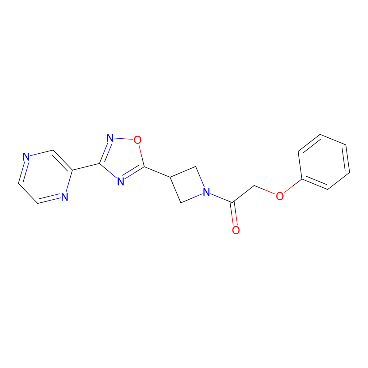 2-Phenoxy-1-(3-(3-(pyrazin-2-yl)-1,2,4-oxadiazol-5-yl)azetidin-1-yl)ethanone molecular structure, CAS 1325687-73-7