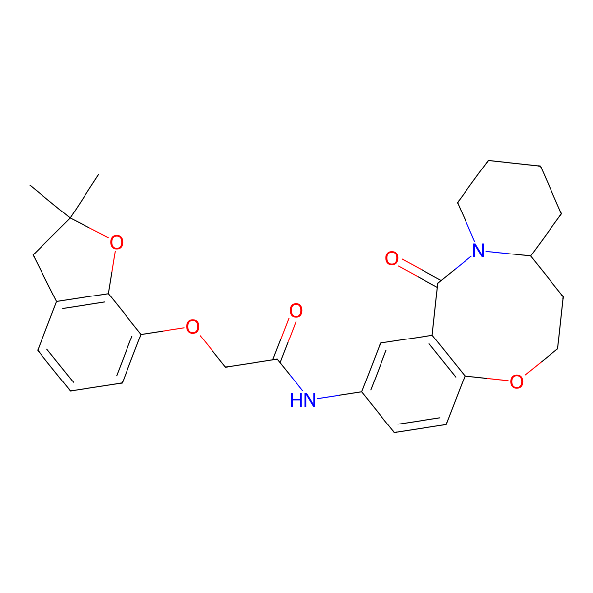 2-[(2,2-dimethyl-2,3-dihydro-1-benzofuran-7-yl)oxy]-N-{2-oxo-9-oxa-1-azatricyclo[10.4.0.0^{3,8}]hexadeca-3,5,7-trien-5-yl}acetamide molecular structure, CAS 1325691-49-3
