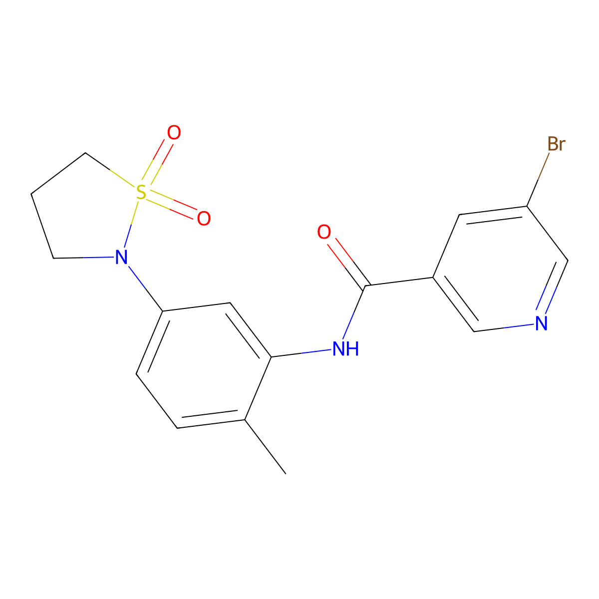 5-bromo-N-(5-(1,1-dioxidoisothiazolidin-2-yl)-2-methylphenyl)nicotinamide molecular structure, CAS 1325698-06-3
