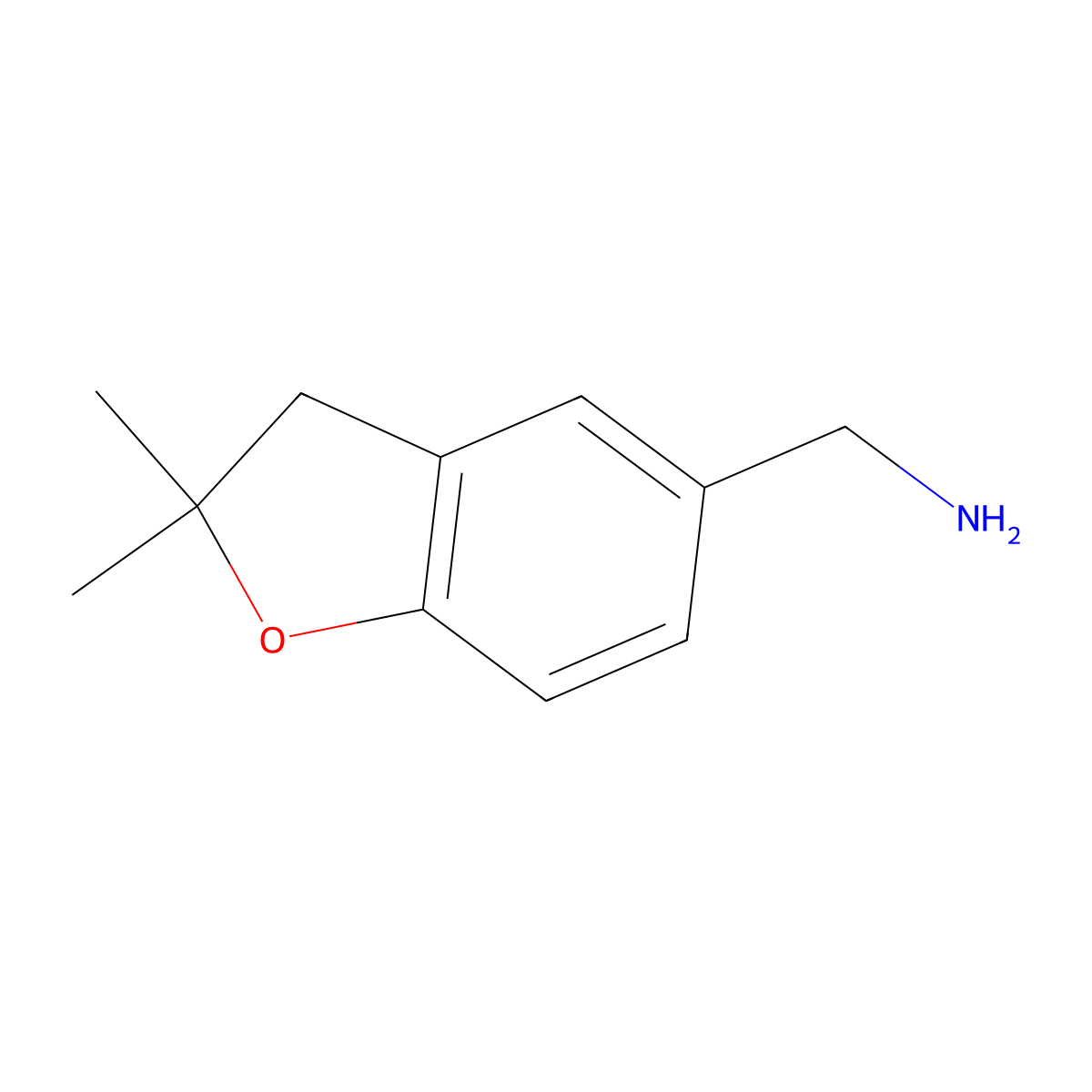 (2,2-Dimethyl-2,3-dihydro-1-benzofuran-5-yl)methanamine molecular structure, CAS 132570-56-0