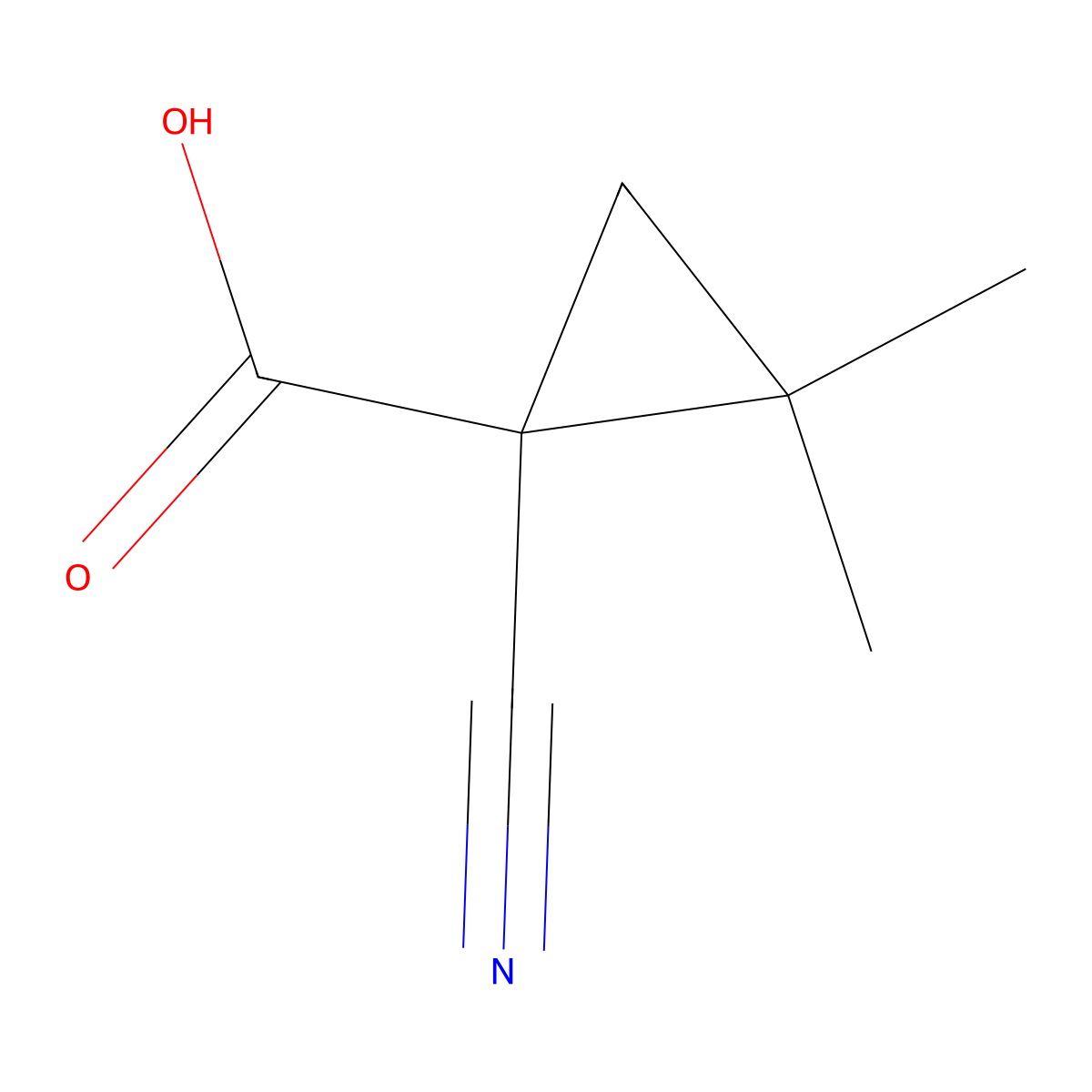 1-Cyano-2,2-dimethylcyclopropane-1-carboxylic acid molecular structure, CAS 132570-71-9