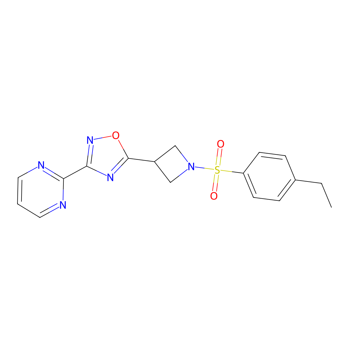 2-{5-[1-(4-Ethylbenzenesulfonyl)azetidin-3-yl]-1,2,4-oxadiazol-3-yl}pyrimidine molecular structure, CAS 1325701-33-4