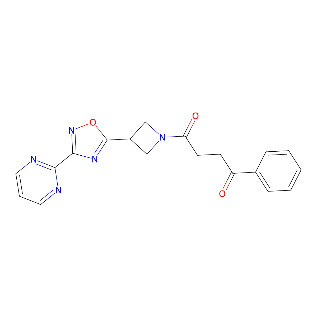 1-Phenyl-4-{3-[3-(pyrimidin-2-yl)-1,2,4-oxadiazol-5-yl]azetidin-1-yl}butane-1,4-dione molecular structure, CAS 1325701-38-9