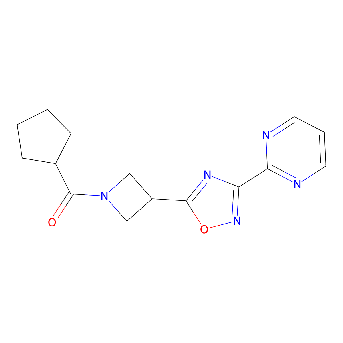2-[5-(1-Cyclopentanecarbonylazetidin-3-yl)-1,2,4-oxadiazol-3-yl]pyrimidine molecular structure, CAS 1325701-47-0