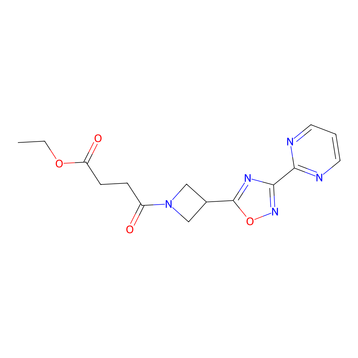 Ethyl 4-oxo-4-(3-(3-(pyrimidin-2-yl)-1,2,4-oxadiazol-5-yl)azetidin-1-yl)butanoate molecular structure, CAS 1325701-48-1