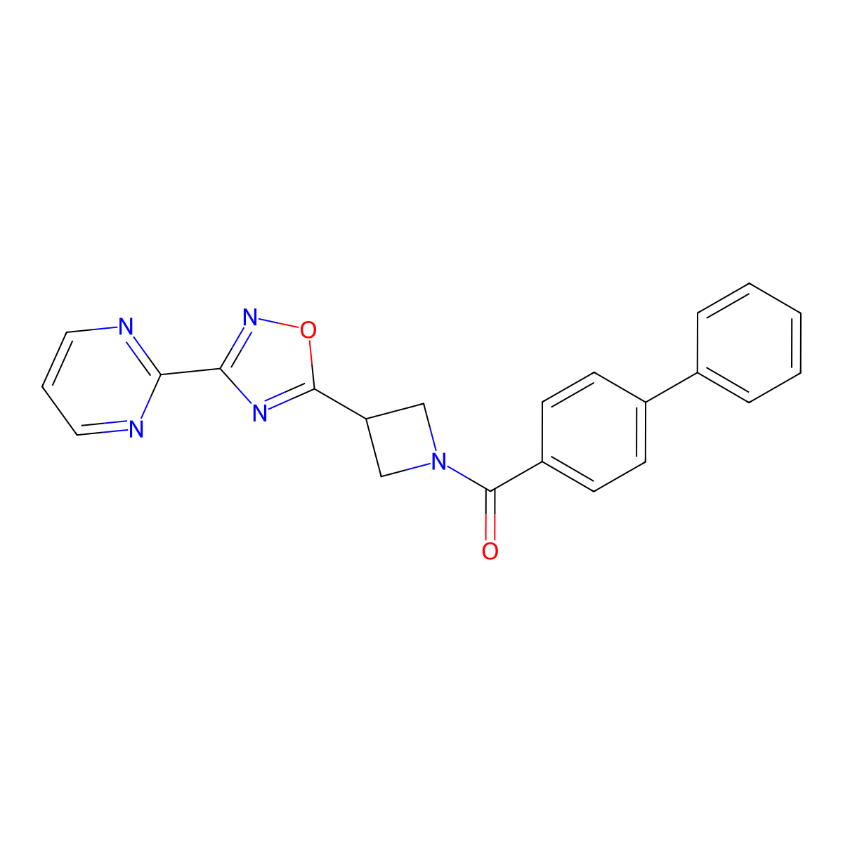 [1,1'-Biphenyl]-4-yl(3-(3-(pyrimidin-2-yl)-1,2,4-oxadiazol-5-yl)azetidin-1-yl)methanone molecular structure, CAS 1325701-60-7