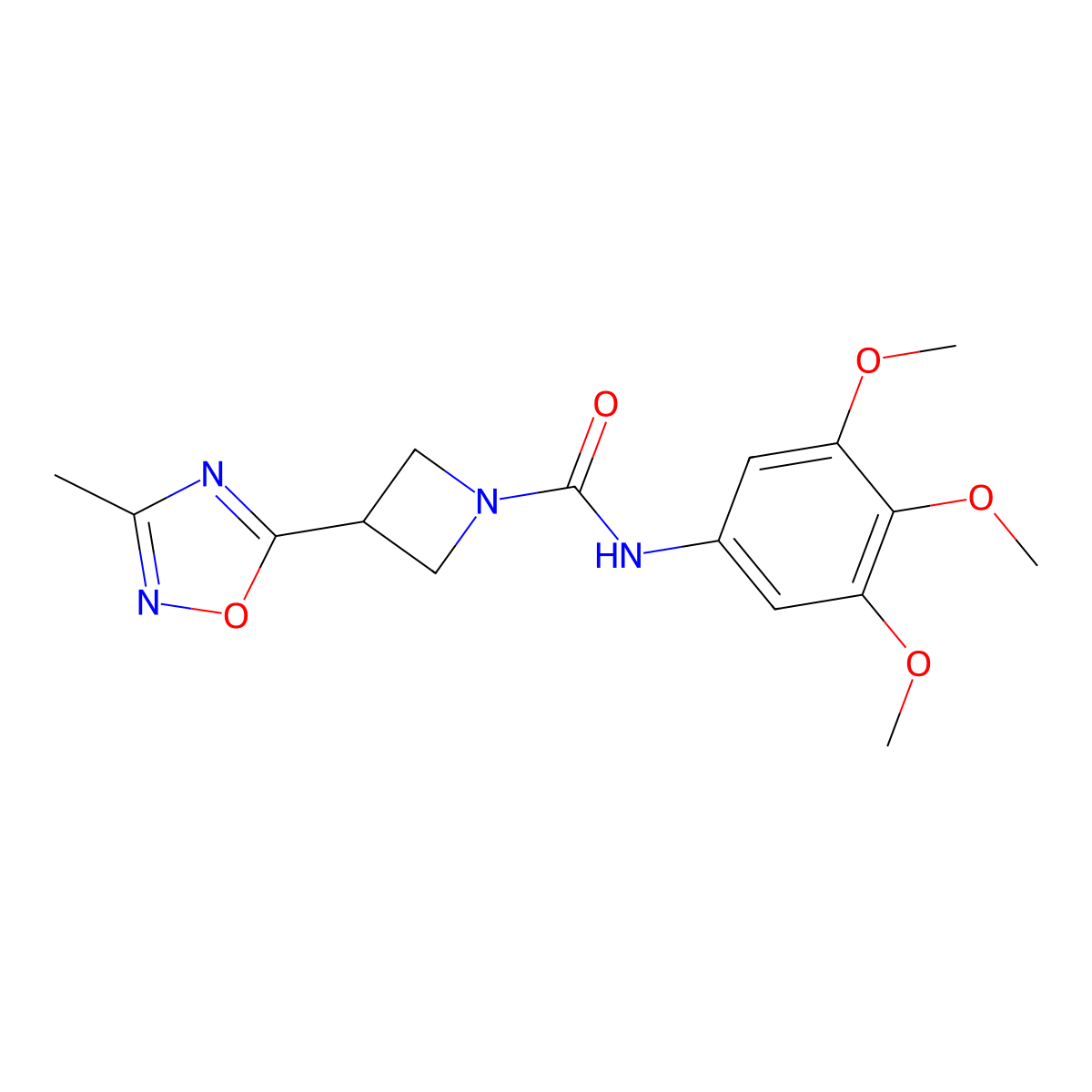 3-(3-methyl-1,2,4-oxadiazol-5-yl)-N-(3,4,5-trimethoxyphenyl)azetidine-1-carboxamide molecular structure, CAS 1325701-91-4