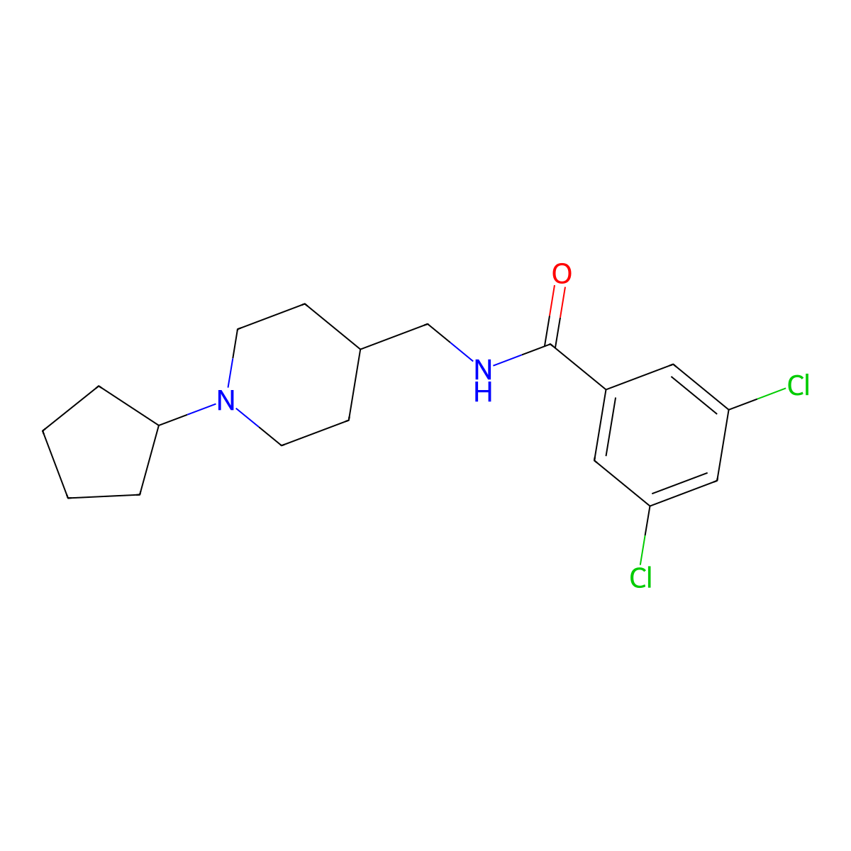 3,5-dichloro-N-[(1-cyclopentylpiperidin-4-yl)methyl]benzamide molecular structure, CAS 1325703-69-2