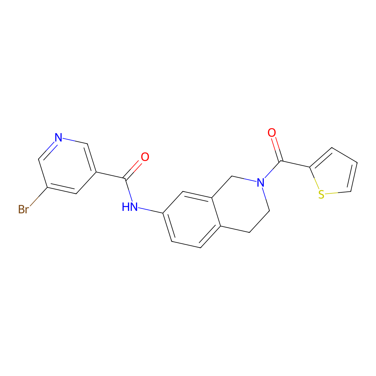 5-bromo-N-(2-(thiophene-2-carbonyl)-1,2,3,4-tetrahydroisoquinolin-7-yl)nicotinamide molecular structure, CAS 1325705-00-7