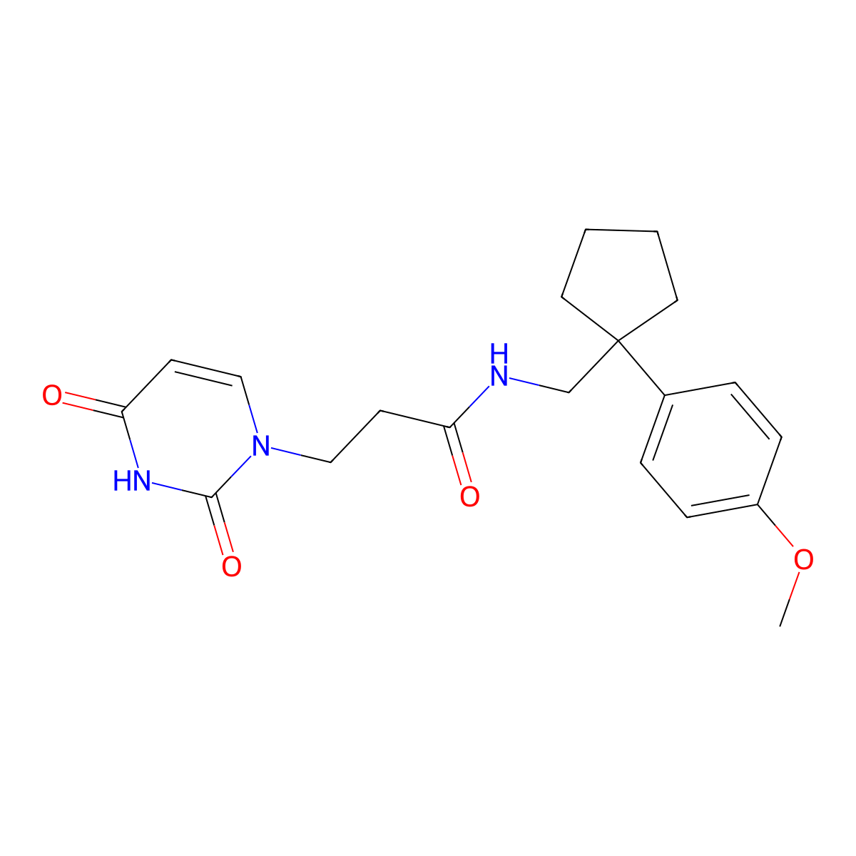 3-(2,4-dioxo-3,4-dihydropyrimidin-1(2H)-yl)-N-((1-(4-methoxyphenyl)cyclopentyl)methyl)propanamide molecular structure, CAS 1325707-56-9