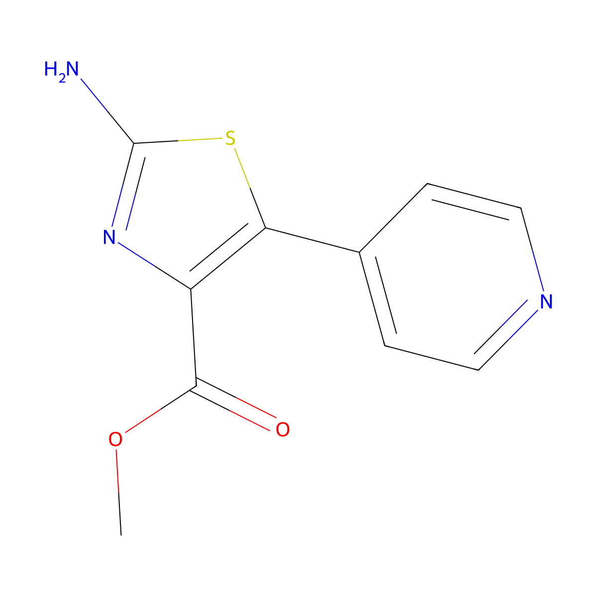 Methyl 2-amino-5-(pyridin-4-yl)-1,3-thiazole-4-carboxylate molecular structure, CAS 1325708-61-9