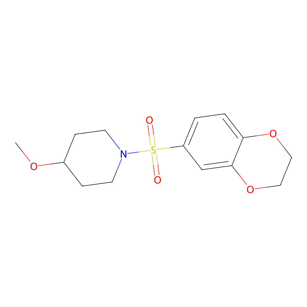 1-((2,3-Dihydrobenzo[b][1,4]dioxin-6-yl)sulfonyl)-4-methoxypiperidine molecular structure, CAS 1325708-97-1