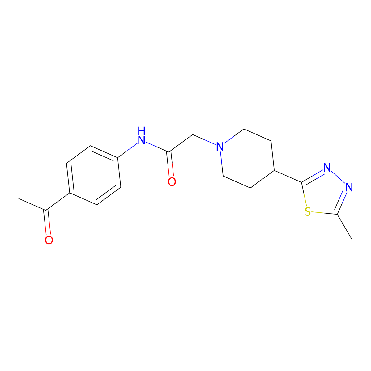 N-(4-acetylphenyl)-2-[4-(5-methyl-1,3,4-thiadiazol-2-yl)piperidin-1-yl]acetamide molecular structure, CAS 1325709-23-6