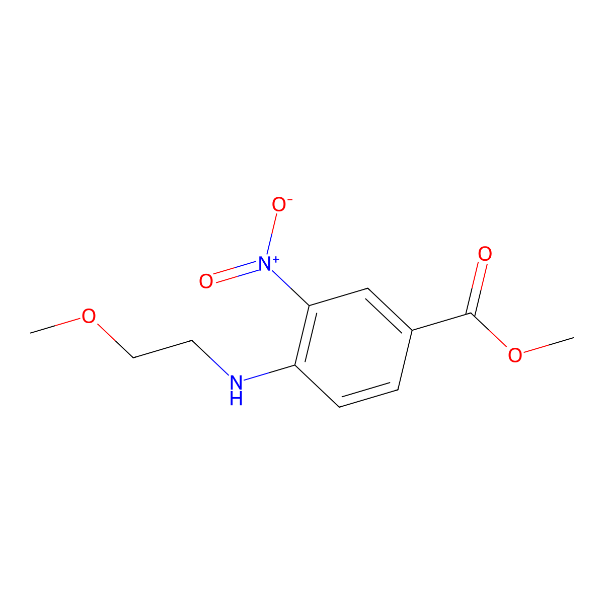 Methyl 4-((2-methoxyethyl)amino)-3-nitrobenzoate molecular structure, CAS 1325723-97-4