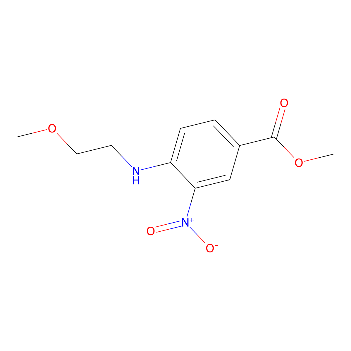 Methyl 4-((2-methoxyethyl)amino)-3-nitrobenzoate molecular structure, CAS 1325723-97-4