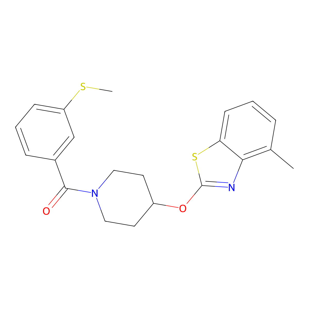 (4-((4-Methylbenzo[d]thiazol-2-yl)oxy)piperidin-1-yl)(3-(methylthio)phenyl)methanone molecular structure, CAS 1325735-50-9
