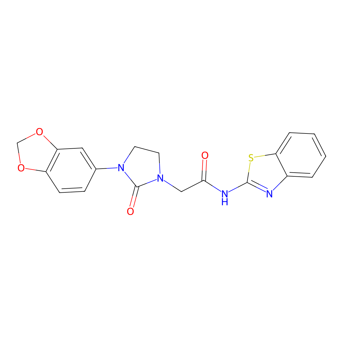 2-(3-(benzo[d][1,3]dioxol-5-yl)-2-oxoimidazolidin-1-yl)-N-(benzo[d]thiazol-2-yl)acetamide molecular structure, CAS 1325744-12-4