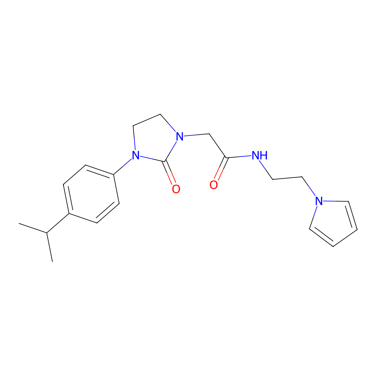 N-(2-(1H-pyrrol-1-yl)ethyl)-2-(3-(4-isopropylphenyl)-2-oxoimidazolidin-1-yl)acetamide molecular structure, CAS 1325745-07-0