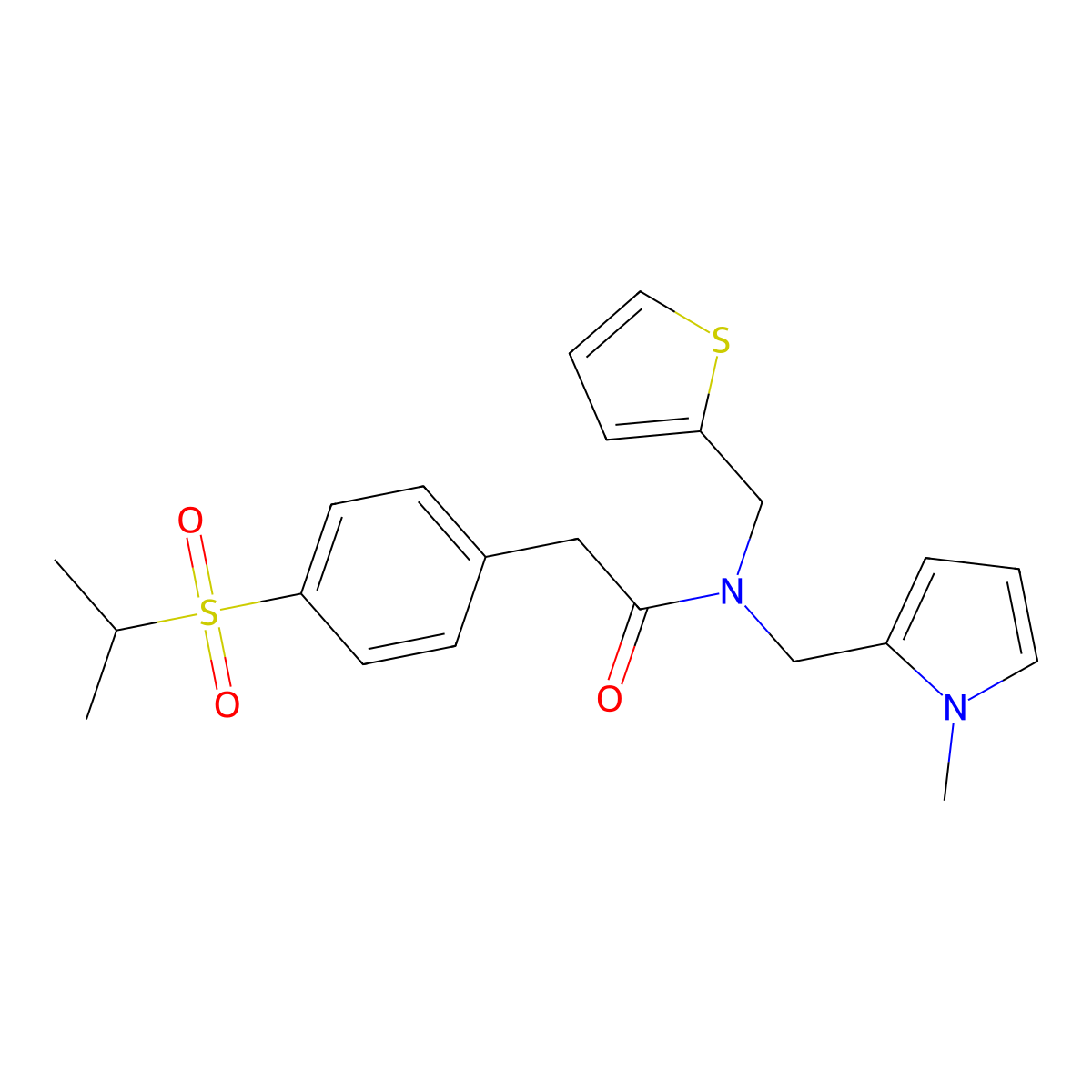 2-(4-(isopropylsulfonyl)phenyl)-N-((1-methyl-1H-pyrrol-2-yl)methyl)-N-(thiophen-2-ylmethyl)acetamide molecular structure, CAS 1325746-49-3
