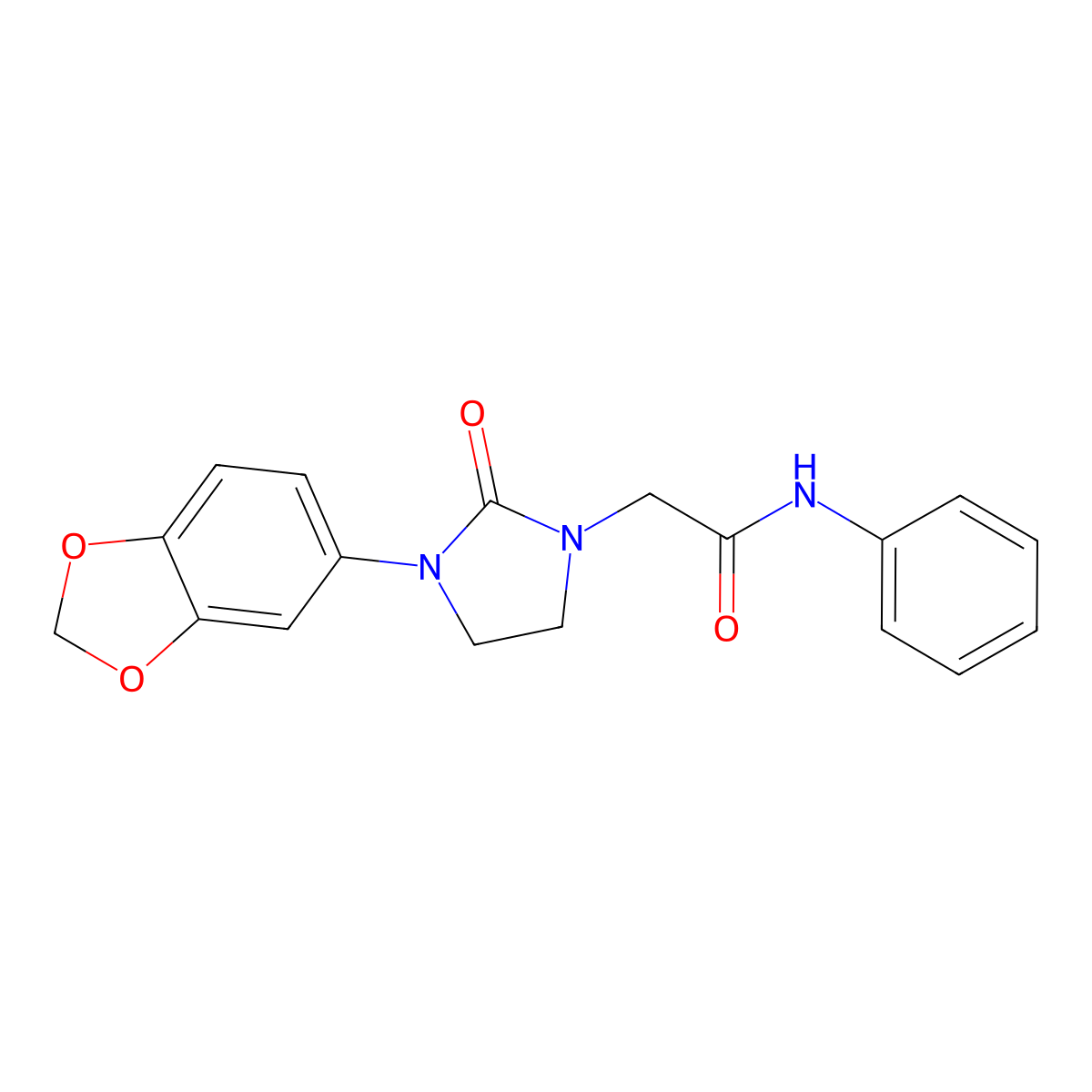 2-(3-(benzo[d][1,3]dioxol-5-yl)-2-oxoimidazolidin-1-yl)-N-phenylacetamide molecular structure, CAS 1325750-50-2