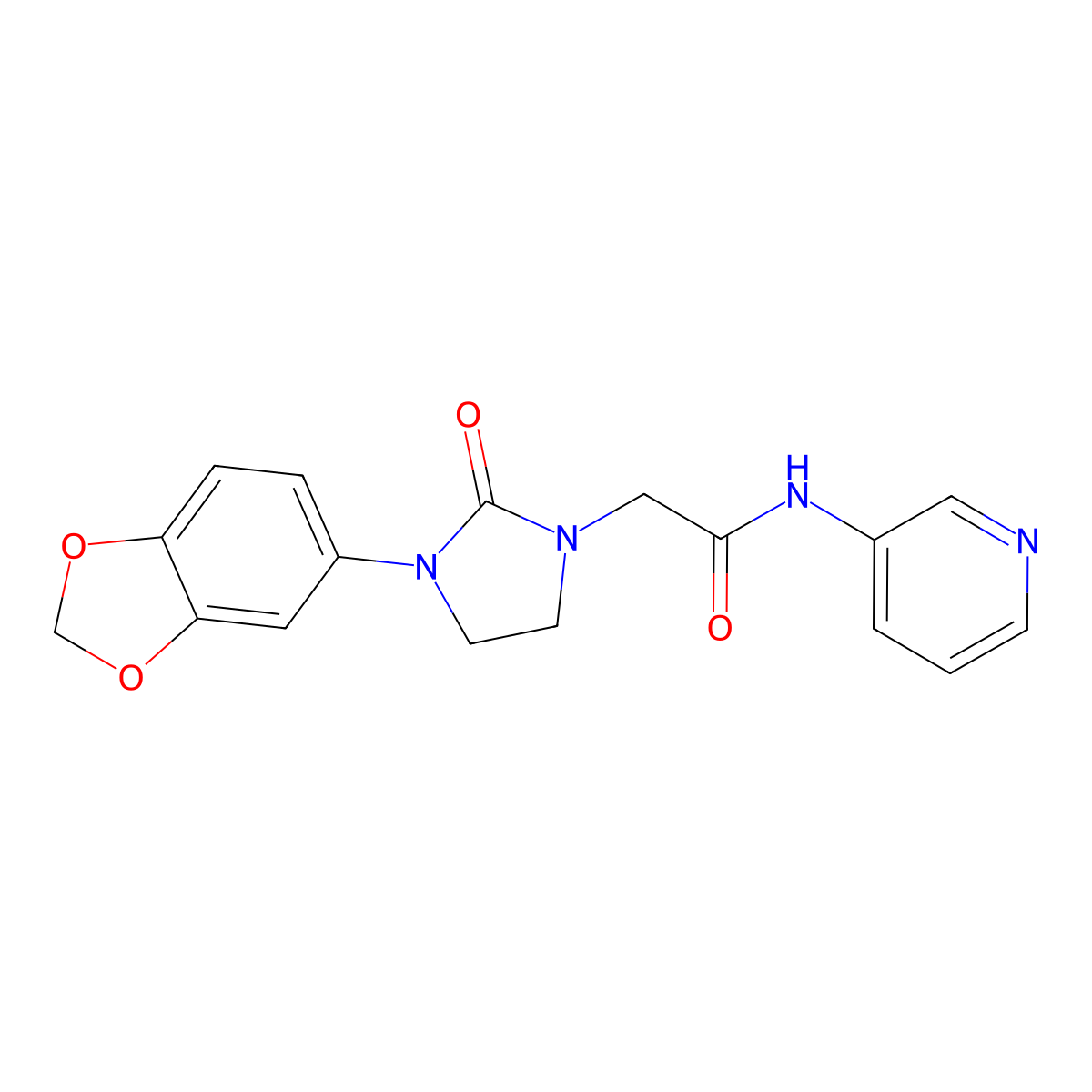 2-(3-(benzo[d][1,3]dioxol-5-yl)-2-oxoimidazolidin-1-yl)-N-(pyridin-3-yl)acetamide molecular structure, CAS 1325750-62-6
