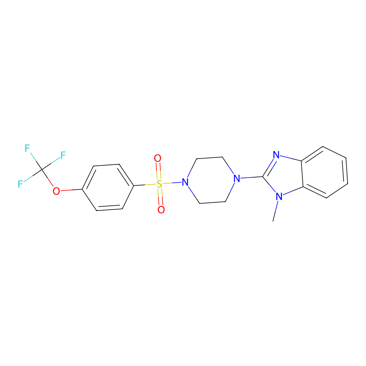1-methyl-2-(4-((4-(trifluoromethoxy)phenyl)sulfonyl)piperazin-1-yl)-1H-benzo[d]imidazole molecular structure, CAS 1325751-04-9